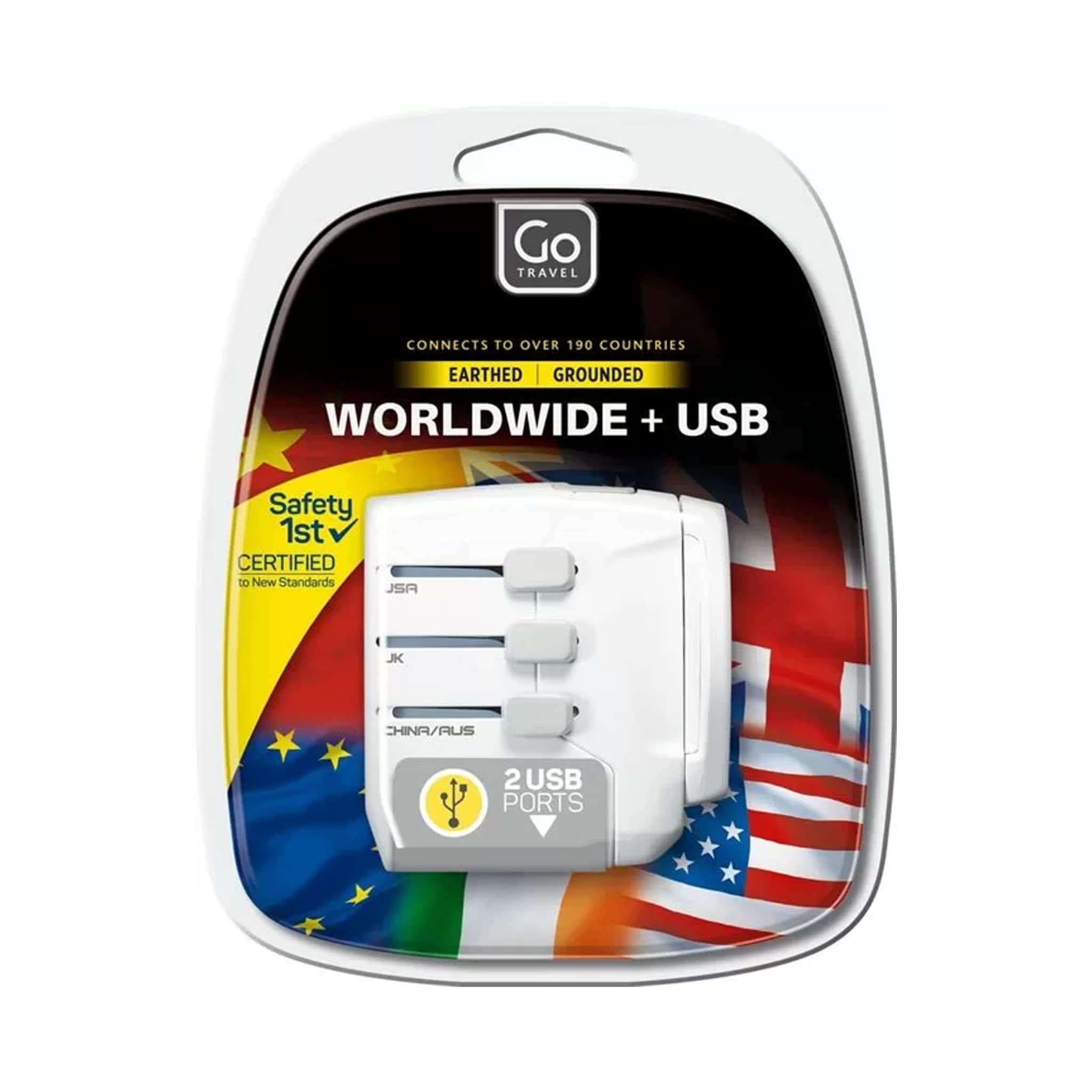 Cet adaptateur de voyage Monde - Monde est idéal pour les voyageurs européens. Il permet de brancher tous vos accessoires dans de nombreux pays du monde. Il offre également deux prises USB.