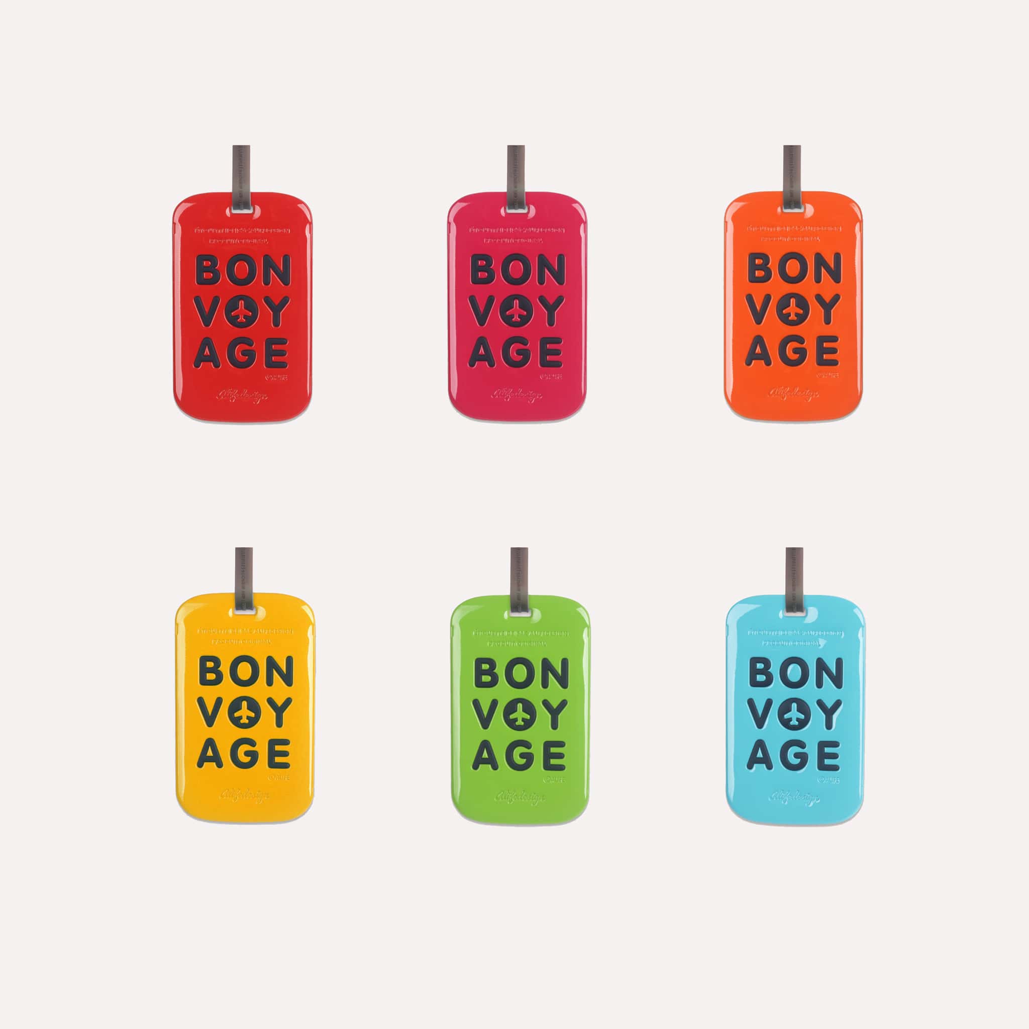 Étiquette bagage Bon Voyage Tag de ALIFE DESIGN. Un accessoire de voyage moderne, pratique et coloré. Reconnaissez votre valise en un clin d'oeil.