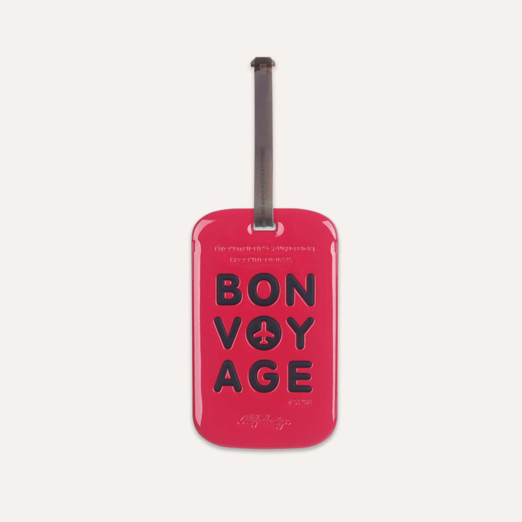 Étiquette bagage Bon Voyage Tag Rose de ALIFE DESIGN. Un accessoire de voyage moderne, pratique et coloré. Reconnaissez votre valise en un clin d'oeil.