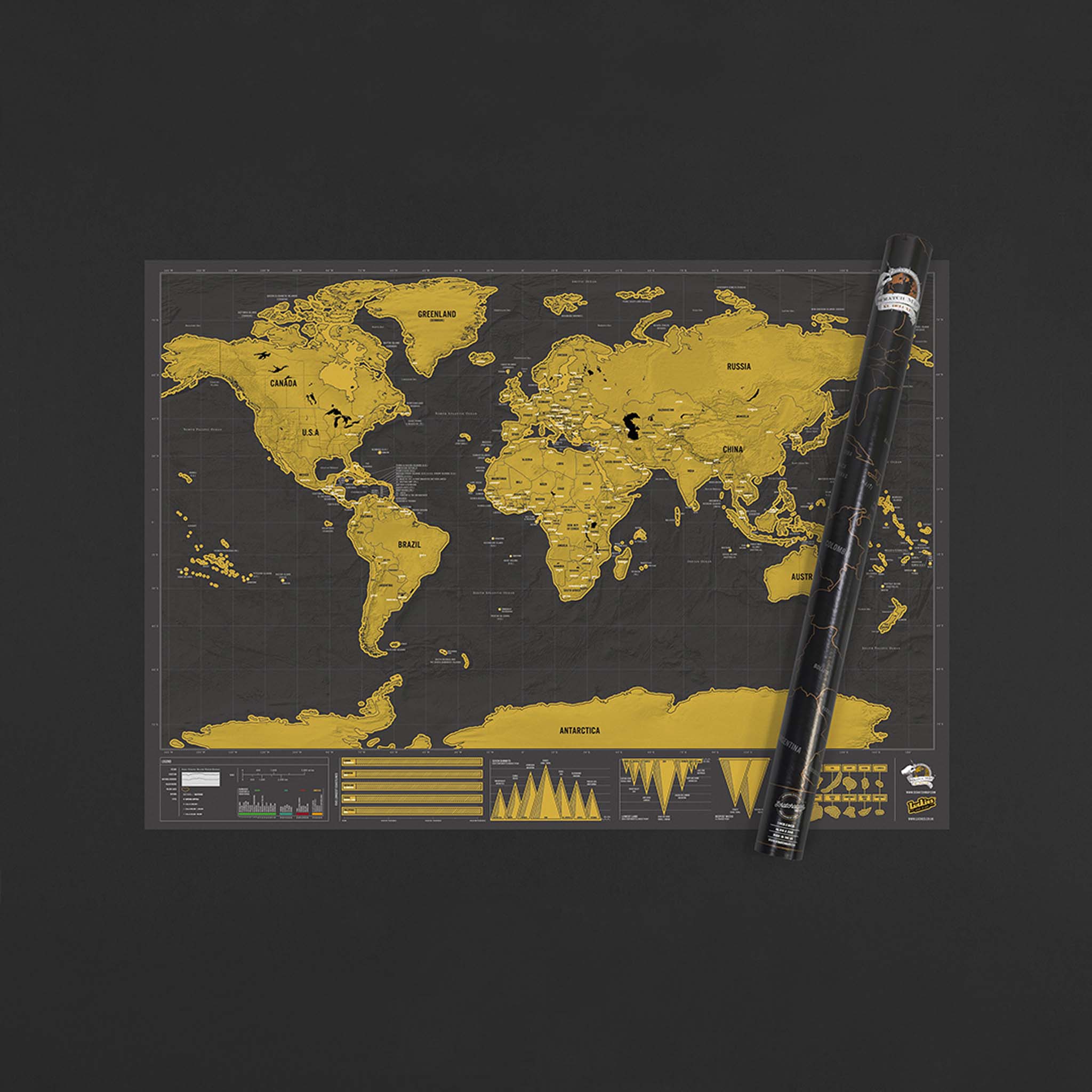 Carte De France à Gratter Deluxe XL 66x90cm - Version Or Avec Lieux Détails